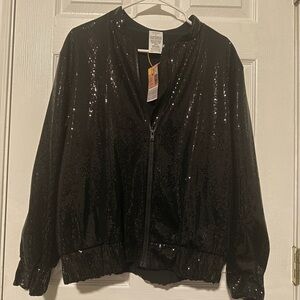 NWT Serra Black Sequin Bomber Jacket